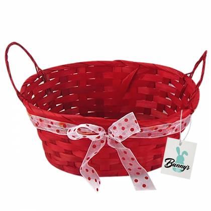 Καλάθι Μπαμπού Οβάλ με Φιόγκο 23x18x10cm Πασχαλινά είδη Bunnys