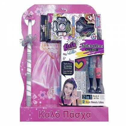 ΛΑΜΠΑΔΑ ΣΕΤ NAIL ART PENS & ΧΑΝΤΡΕΣ 45x33cm Πασχαλινά είδη Bunnys
