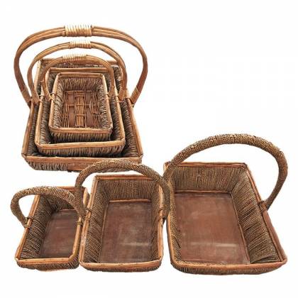 ΚΑΛΑΘΙΑ BAMBOO ΤΕΤΡΑΓΩΝΑ ΜΕ ΧΕΡΟΥΛΙ ΣΕΤ=3ΤΕΜ 40x30x14cm, 32x24x12cm, 25x16x10cm Πασχαλινά είδη Bunnys