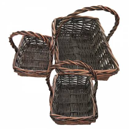 ΚΑΛΑΘΙΑ BAMBOO ΤΕΤΡΑΓΩΝΑ ΜΕ ΧΕΡΟΥΛΙ ΣΕΤ=3ΤΕΜ 46x35x42cm, 37x26x37cm, 30x22x27cm Πασχαλινά είδη Bunnys