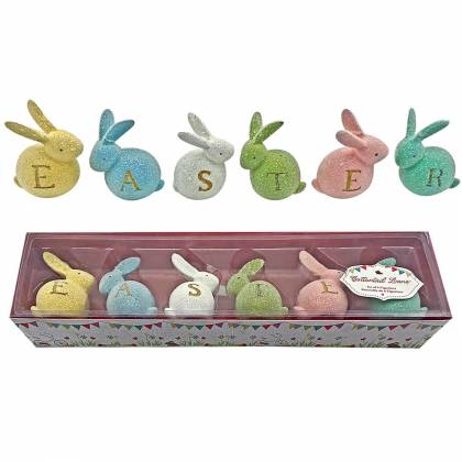 Λαγοί Easter σετ=6τεμ Τεμ:9,5x7cm. Σύνολο:50x13x7cm Πασχαλινά είδη Bunnys