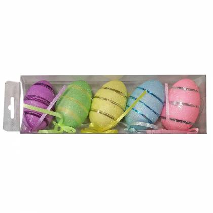 ΑΥΓΑ 5ΤΕΜ ΜΕ GLITTER 6cm Πασχαλινά είδη Bunnys