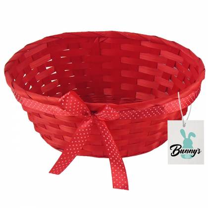 Καλάθι Μπαμπού με Πουά Κορδέλα 25x18x10cm Πασχαλινά είδη Bunnys