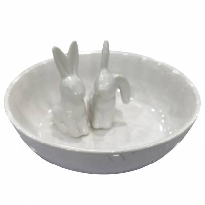 Μπωλ Αυγοθήκη με 2 Λαγούς 15x8cm Πασχαλινά είδη Bunnys